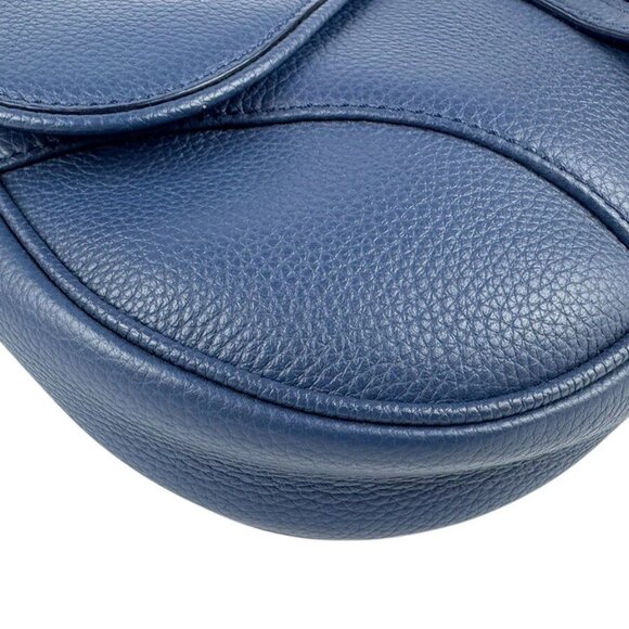 Auth Christian Dior Saddle Shoulder Bag Navy Blue Leather - z3667 - Picture 7 of 13